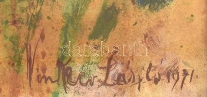 Vinkler László (1912 - 1980): Fürdőző nők. 1971. Vegyes technika, papít. Üvegezett kopott keretben, ...