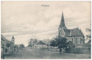 Petőc, Putince, Putinci; utca, templom. Eschbach kiadása / street view, church