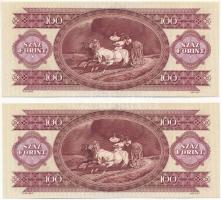 1992. 100Ft (2x, sorszámkövetők "B 089 026217 - B 089 026218") T:I,I- Adamo F37