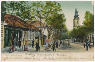 1904 Szenttamás, Bácsszenttamás, Srbobran; utca, üzlet, templom / street view, shop, church (b)