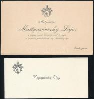cca 1930 Matyasovszky Lajos és Olga. Két névjegykártya