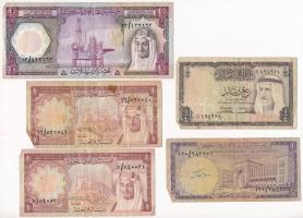 Vegyes: 7db-os bankjegy tétel benne kuvaiti, iraki, katari és szaúd-arábiai T:III Mixed: 7pcs of banknotes from Kuwait, Iraq, Qatar and Saudi-Arabia C:F