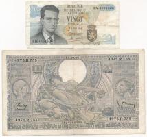 Belgium 1938.10.03. 100Fr/20B + 1964. 20Fr T:III  Belgium 1938.10.03. 100 Francs / 20 Belgas + 1964. 20 Francs C:F