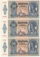 1941. 20P (6x, sorszámkövető: "C 238 053546 - C 238 053551") T:I kissé hullámos papír
Ada...