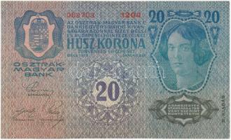 1913. 20K II. kiadás piros "Deutschösterreich" felülbélyegzéssel T:I
Adamo K18B