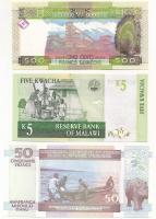 Vegyes: Malawi 1989. 5K + Guínea 2015. 500Fr + Burundi 2005. 50Fr + Kenya 1987. 10Sh + Dél-Korea 198...