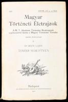 Dézsi Lajos: Tinódi Sebestyén 1505?-1556. Magyar Történeti Életrajzok. XXVIII. évf. II. 4-5. füzet. Szerk.: Dézsi Lajos. Bp., 1912., Athenaeum, 4+229 p.+11 t. Oldalszámozáson belül gazdag képanyaggal illusztrált. Kiadói papírkötés, felvágatlan példány, a kissé szakadt, kissé foltos borítóval, de alapvetően jó állapotban.