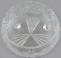 Dúsan csiszolt ólomkristály kínáló, kopásnyomokkal, d:21cm