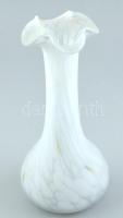 Fújt retró üveg váza, kopott, m:26 cm