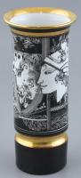 Hollóházi Szász Endre által tervezett mintával díszített porcelán váza, jelzett, matricás, kopással, m: 20 cm