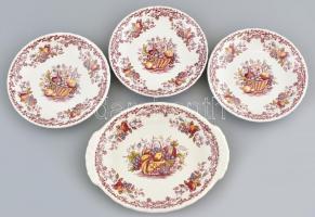 3 személyes angol teáskészlet, jelzett, apró lepattanásokkal