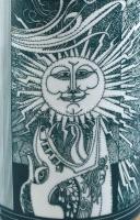 Hollóházi Szász Endre által tervezett mintával díszített porcelán váza zöld mázzal. matricás, jelzet...