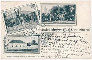 1901 Magyarkeresztúr, Tótkeresztúr; Békeffy kastély, Templom és plébánia, Horváth Imre kastély. Heimler Gyula kiadása. Art Nouveau, floral (EB)