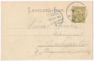 1904 Nagykanizsa, Fő út, Ifj. Wajdits József üzlete, Takarékpénztár. Montázs hölgyekkel és urakkal. ...