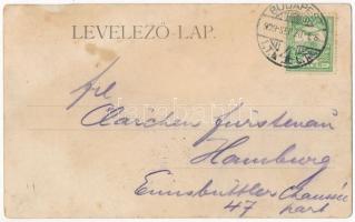 1909 Budapest XIII. Lipót körút, villamos, Schneider Lipót üzlete. Montázs kutyás hölggyel és urakka...