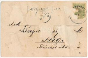 1904 Keszthely, Balatoni sétány. Montázs romantikus párral. Vasvári József kiadása (Rb)