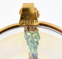 Kínai üveg medál (hajó), 18 karátos arannyal futtatott fém láncon, jelzet. Dobozban. h:55cm