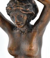 Rácz Edit (1936- ): Akt. Bronzírozott műanyag, képcsarnokos címkével, hibátlan, jelzett, m:22cm