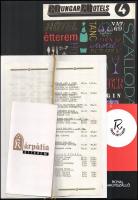 cca 1965-1985 itallapok (Kárpátia Étterem, Ádám Söröző, Piccolo Drink Bár Bp.), étlap (Aranysárkány ...