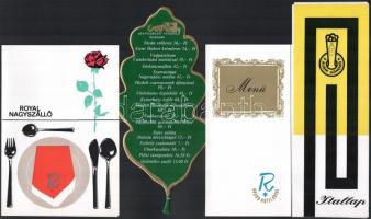 cca 1965-1985 itallapok (Kárpátia Étterem, Ádám Söröző, Piccolo Drink Bár Bp.), étlap (Aranysárkány ...