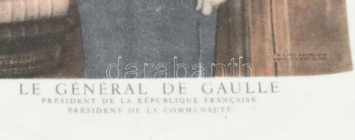 Charles André Joseph Marie de Gaulle dísztányér, matricás porcelán, jelzett, kopásnyomokkal, d:27cm