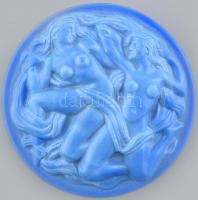 Cseh bonbonier aktokkal díszítve, öntött, apró lepattanások, d:10cm