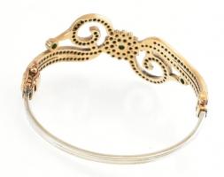 Aranyozott ezüst(Ag) karperec, kövekkel gazdagon kirakva, jelzett, d: 5,5 cm, bruttó: 18,7 g