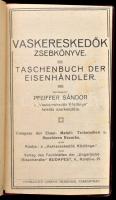 1915 Vaskereskedők zsebkönyve, néhány korabeli reklámmal, vászonkötésben, újrakötött gerinccel, kopott borítóval, néhány ceruzás jelöléssel,