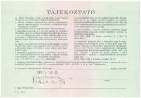 Budapest 1991. "Országos Kárrendezési és Kárpótlási Hivatal" kárpótlási jegye 5000Ft-ról, ...