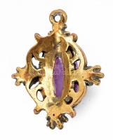 Bizsu medál szintetikus kövekkel, h: 3,5 cm