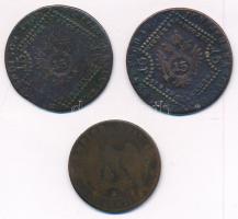 Vegyes: 1807B 15kr Cu "I. Ferenc" (2x) + Franciaország 1861A 10c Br "III. Napóleon&qu...