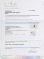 Arany (Au/18k) Női gyűrű, 1db természetes smaraddal ékítve cca. 0,30ct, 1db moderncsiszolású brillel...