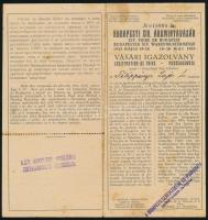 1923 Vásári igazolvány, Budapesti XIV. árumintavásár, kissé foltos, 19x9 cm