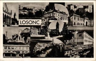 1939 Losonc, Lucenec; mozaiklap zsinagógával. Filó Marcel kiadása / multi-view postcard with synagogue