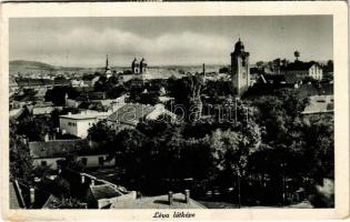 1943 Léva, Levice; látkép zsinagógával / general view with synagogue (EB)