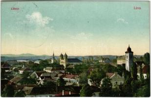 1914 Léva, Levice; látkép zsinagógával. Dukesz Lipót kiadása / general view with synagogue (vágott / cut)