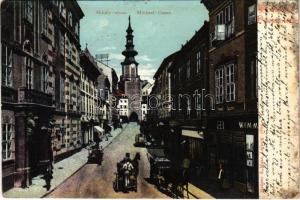 1904 Pozsony, Pressburg, Bratislava; Mihály utca, üzletek / Michael-Gasse / street view, shops. Mehner & Maas (EK)