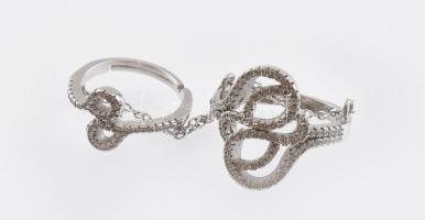Ezüst (Ag) dupla ékített női gyűrű, jelzett, m:48-53, bruttó: 5,9g