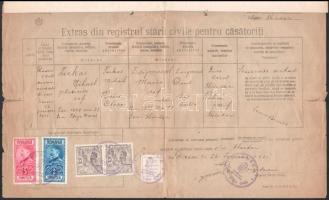 1931 Makkfalva, házassági levél, helyi segélybélyeggel, hiteles fordítással