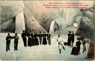 1913 Dobsina, Dobschau; Nyári korcsolyázás a dobsinai jégbarlangban. Fejér Endre kiadása / Schlittschuhlaufen im Sommer in der Eishöhle zu Dobsina / Summer Skating in the ice cave of Dobsina (b)