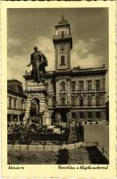 1940 Komárom, Komárno; Városháza, Klapka szobor / town hall, statue
