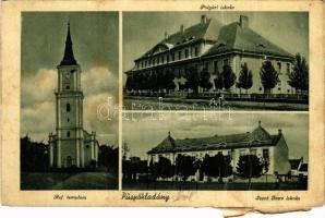 1940 Püspökladány, Református templom, Szent Imre iskola, Polgári iskola (fa)