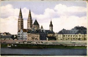 1929 Szeged, Tisza-parti részlet a Fogadalmi templommal (kopott sarkak / worn corners)