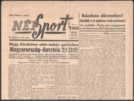 1948 A Népsport Magyarország-Ausztria labdarúgó mérkőzésről tudósító híradásokkal, benne az Aranycsapat több tagjával