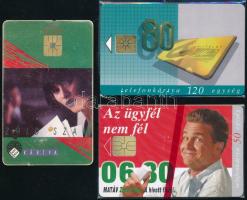 1996 Zöld szám telefonkártya, 3 db, ebből 2 használatlan