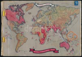 cca 1940 Koalíciós háborúk és egyéb háborúk a világban térkép, ráhajtható átlátszó rétegekkel 20x14 cm