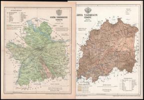 cca 1900 9 db Pallas vármegye térkép Árva, Hajdu, Győr, fogaras, Kolozs, Kis-Küküllő, Szilágy, Háromszék, Hunyad