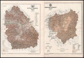 cca 1900 9 db Pallas vármegye térkép Árva, Hajdu, Győr, fogaras, Kolozs, Kis-Küküllő, Szilágy, Három...