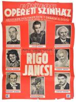 cca 1960 Fővárosi Operettszínház Rigó Jancsi plakát 60x80 cm kis beszakadásokkal