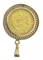 Peru 1965 ZBR 1L Au érme 585-ös finomságú keretbe foglalva (7,99g/0,916 keret:4,22g/0,585) T:1- kis ...